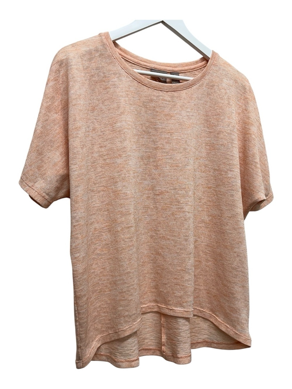 Chico's Womens Sweater Top Peach Orange Short Sleeve Knit Size 3 Coastal Beach - Picture 2 of 6